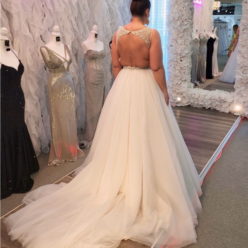 Elegant Ivory Beaded Bodice A-Line Dress - Picture 2 of 2